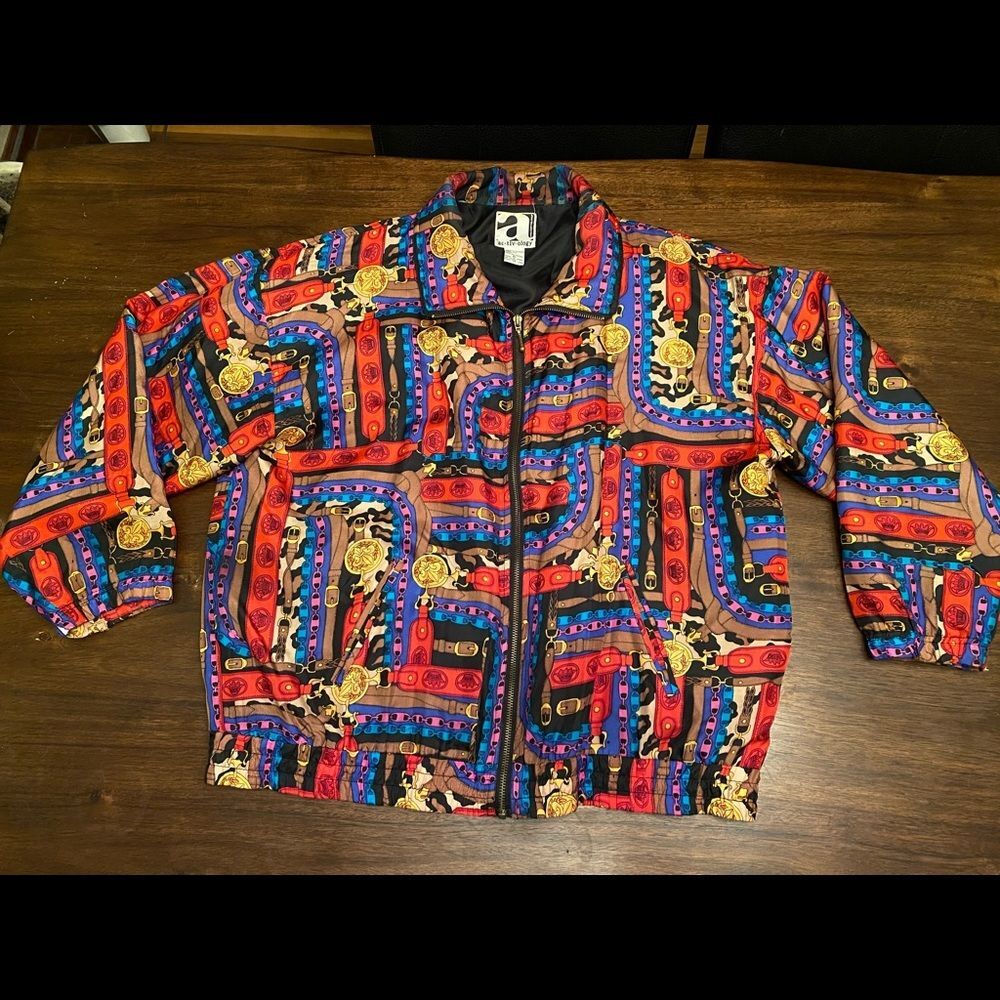 Ac-tiv- ology bonnet style jacket size XL womens vintage 1990 100% silk